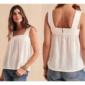 Faherty Womens White Ozette Organic Cotton Sleeveless Top S NWT Classic Beachy